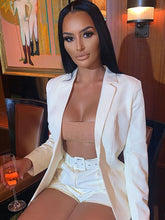 Two Piece Office Long Sleeve Solid Shorts Sets